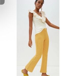 Anthropologie Maeve Mollie High-Rise Flare Pants Gingham XS